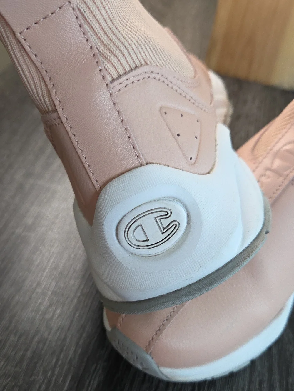 Champion Rally LTW  Women's Light Nude Pink Slip-On Sock Sneaker White Sole 9W